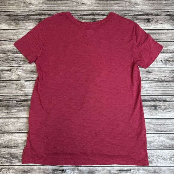 GAP Womens Basic Branded T Tee Shirt S SM Small Wine Merlot Red White Hi Low NWT - Picture 13 of 13